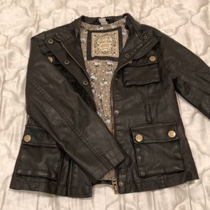 Faux leather jacket brown kids